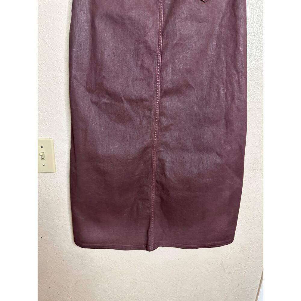 Pilcro The Madi Front-Slit Denim Maxi Skirt in Wine size 4 Waxed Coated - Picture 12 of 12